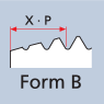 Chamfer form for taps according to DIN 2197, table 4, type B