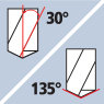 Helix angle: 30° Point angle: 135°