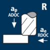 Rayon d'angle ebauche des surfaces (Roughing R) utilisation au-dessus de la zone de rayon d'angle