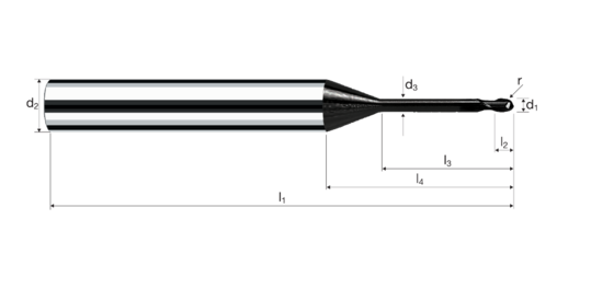 Ball nose end mills MicroX product photo front L