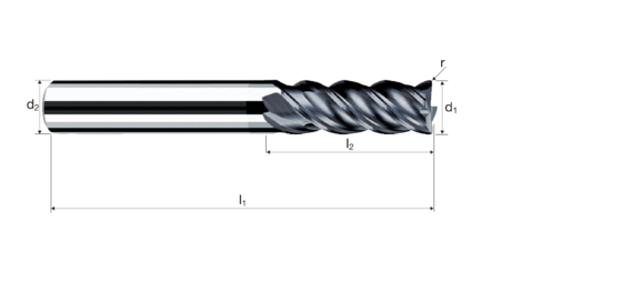 Corner radius end mills NVD product photo front L