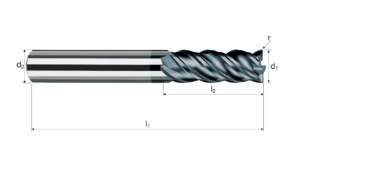 Corner radius end mills NVD product photo front L