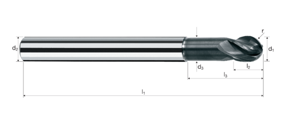 Ball nose end mills HX product photo front L