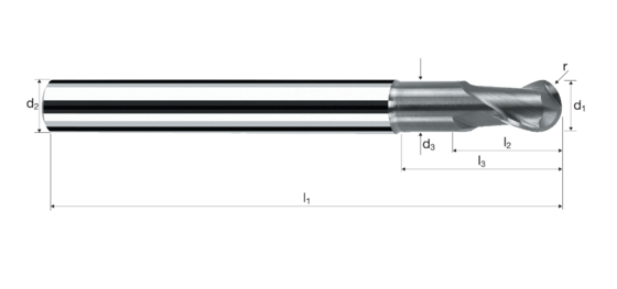 Ball nose end mills NX product photo front L