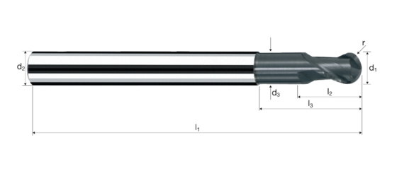 Ball nose end mills SpheroX product photo front L