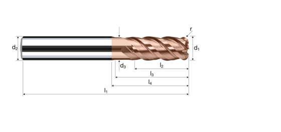 Corner radius end mills HX product photo front L