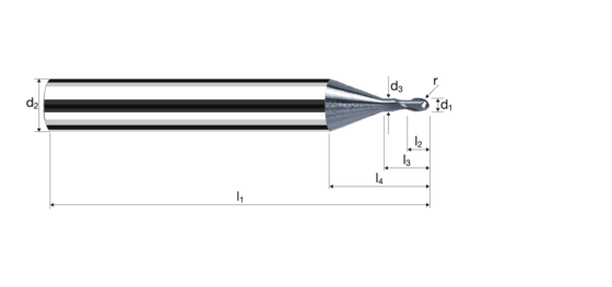 Ball nose end mills MicroX product photo front L