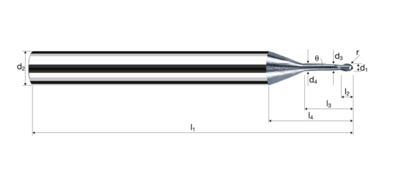 Ball nose end mills MicroX product photo front L