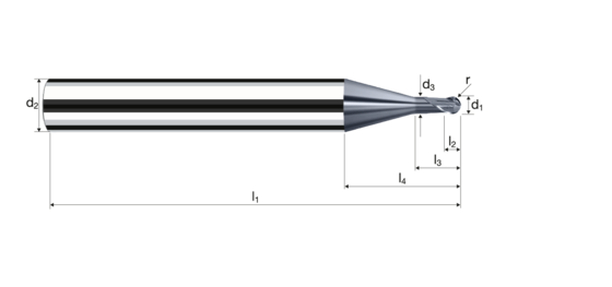 Kugelkopffräser MicroHX Produktbild front L