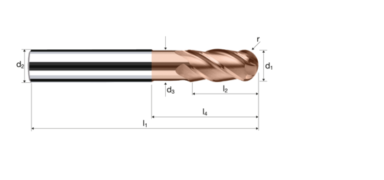 Ball nose end mills SpheroX product photo front L