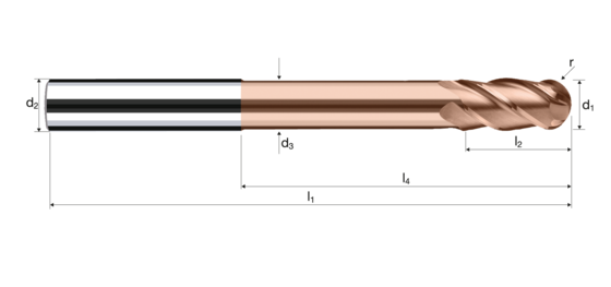 Ball nose end mills SpheroX product photo front L