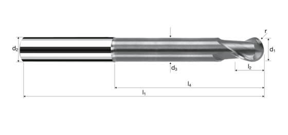 Gömbvégű maró Sphericut Termékkép front L