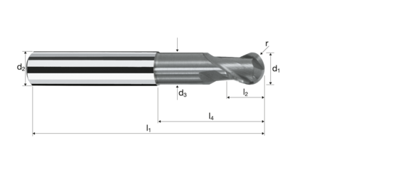 Ball nose end mills SpheroX product photo front L