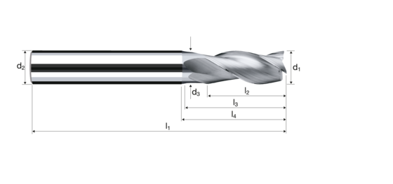 Cylindrical/Square end mills E-Cut Alu product photo front L