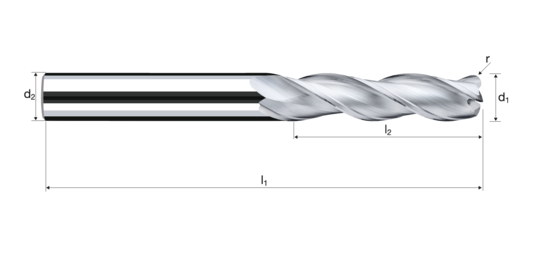 Corner radius end mills E-Cut Alu product photo front L