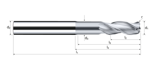 Corner radius end mills E-Cut Alu product photo front L