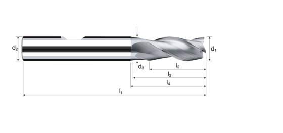 Cylindrical/Square end mills E-Cut Alu product photo front L