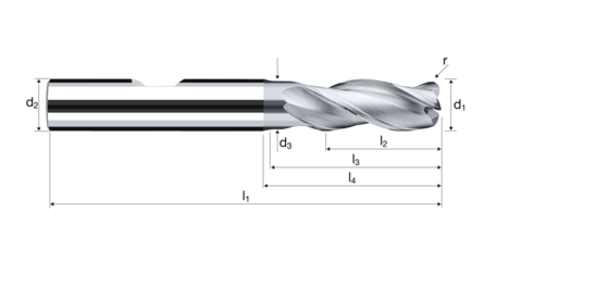 Eckradiusfräser E-Cut Alu Produktbild front L