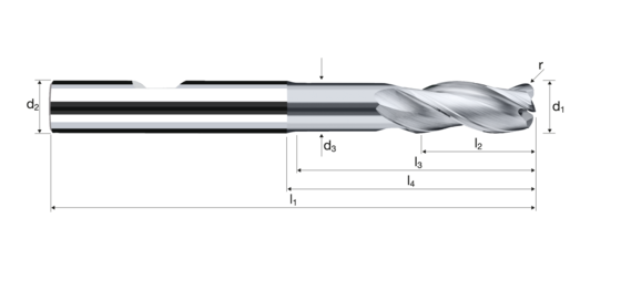 Corner radius end mills E-Cut Alu product photo front L