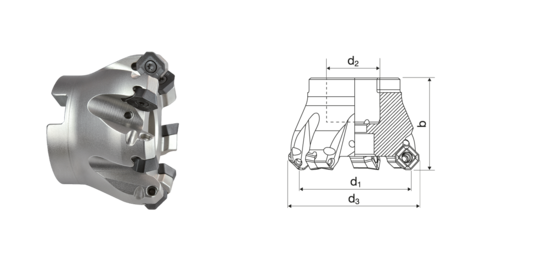 Face milling cutter 45° product photo front L