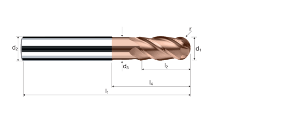 Ball nose end mills SpheroX product photo front L