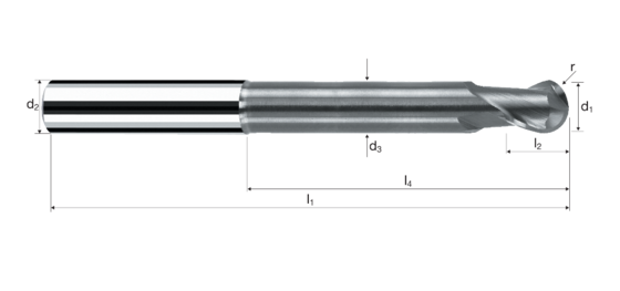 Ball nose end mills Sphericut product photo front L