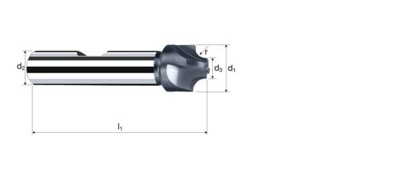 Quarter radius end mills product photo front L