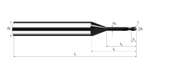 Ball nose end mills MicroX product photo front L